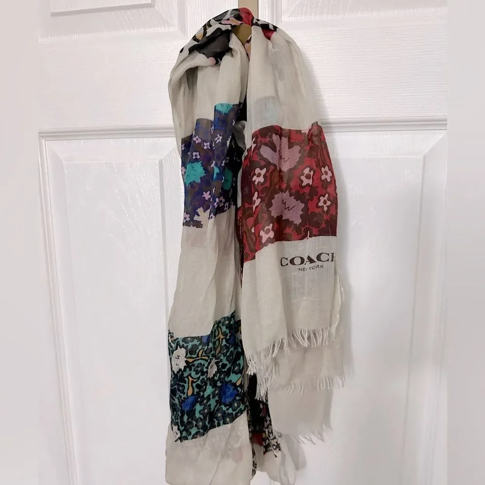 Coach Beautiful Multi Color Multi Designs Scarf  15% Silk